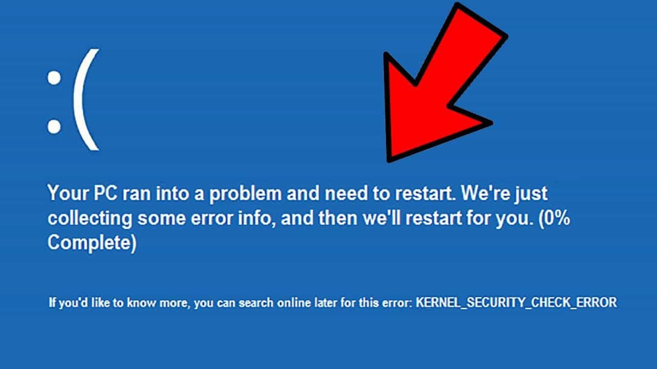 Fix kernel security check failure error in windows 10/8/7