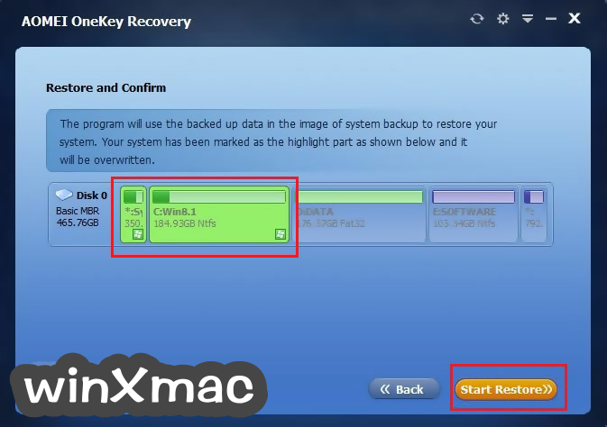 Aomei onekey recovery: создание фабричного раздела восстановления для пк с ос windows 2021