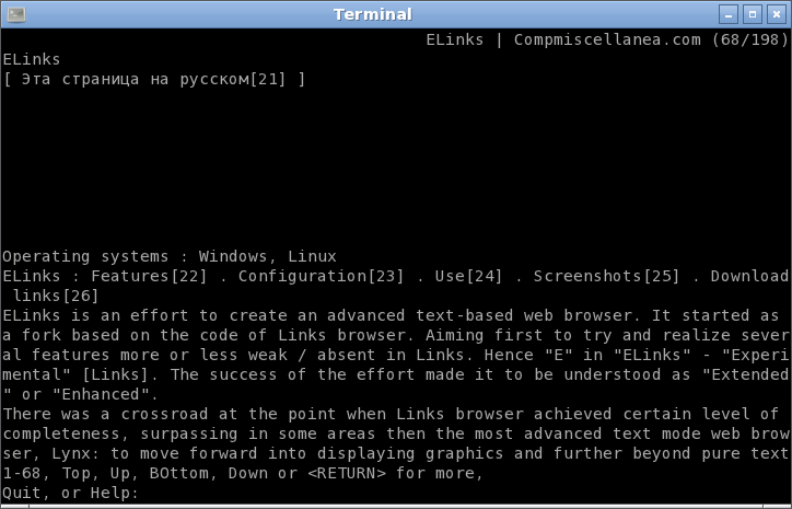 Внешне Lynx представляет собой нечто среднее между командной строкой и простым текстовым редактором В некоторых дистрибутивах Linux он поставляется вместе с прочим встроенным программным обеспечением, в некоторых его приходится устанавливать из репозитори