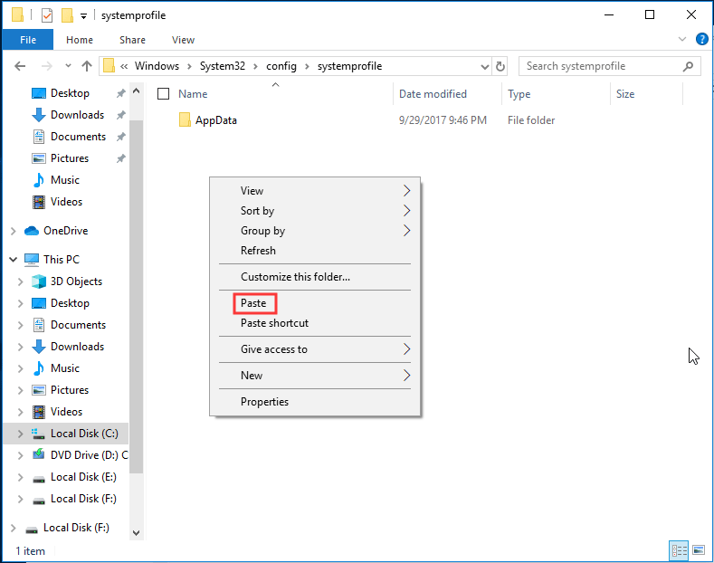 Файл c:\windows\system32\config \systemprofile\desktop недоступен в windows 10