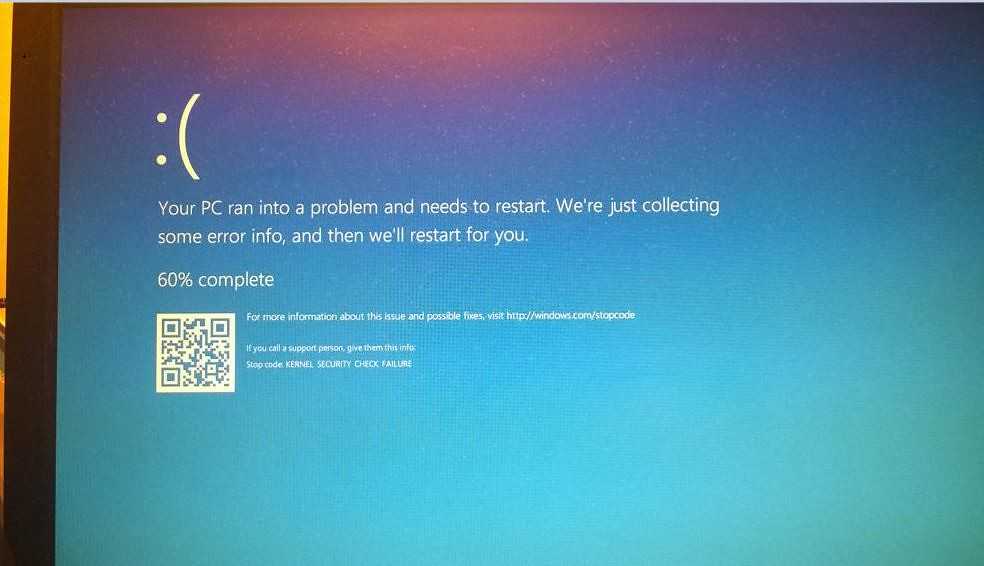Kernel security check failure error in windows 10