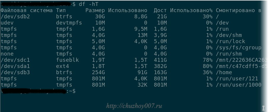 Как проверить дисковое пространство на linux с командой df - zalinux.ru