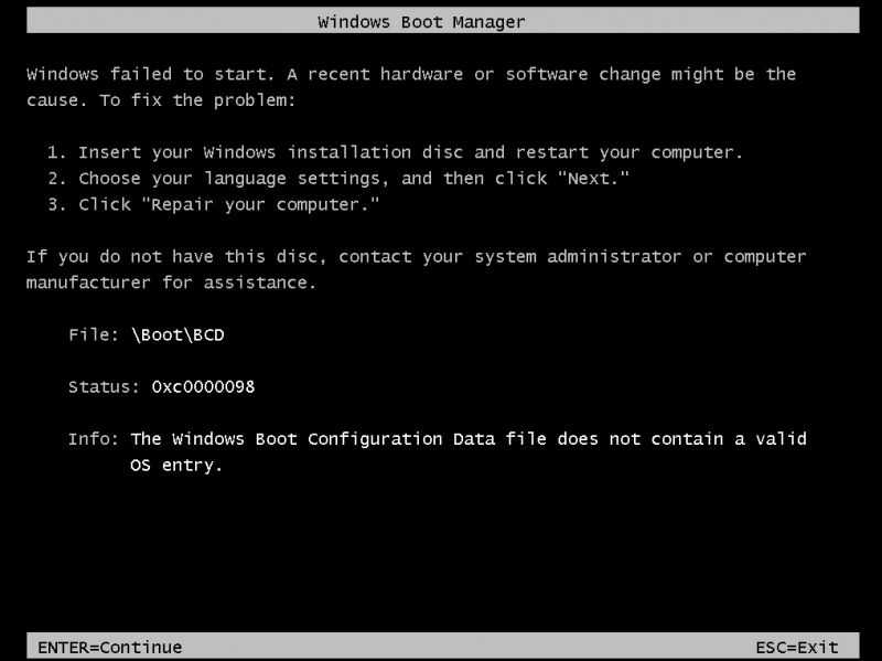 Как восстановить bcd или файл данных конфигурации загрузки в windows 10