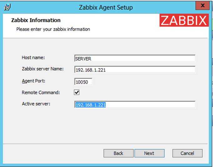Установка Zabbix агента для Windows из setupexe
