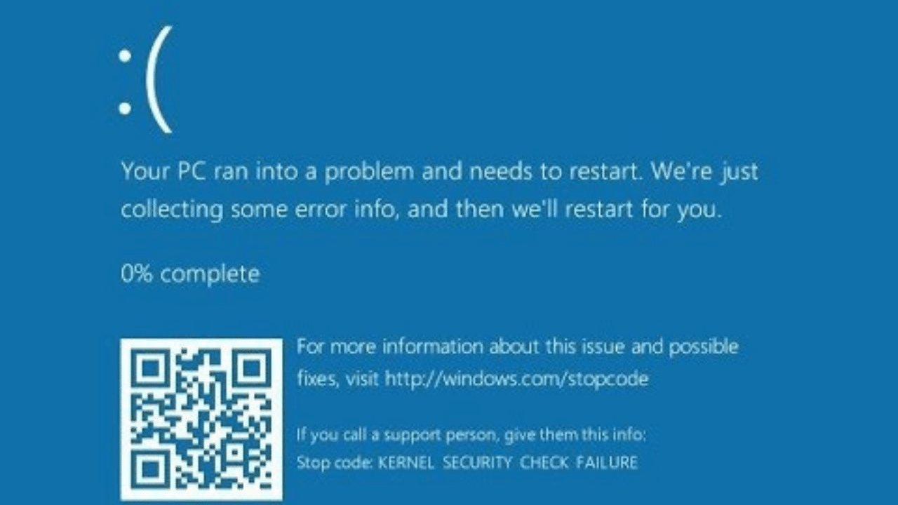 Fix: kernel security check failure stop code in windows 10