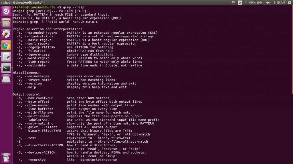 Linux grep command