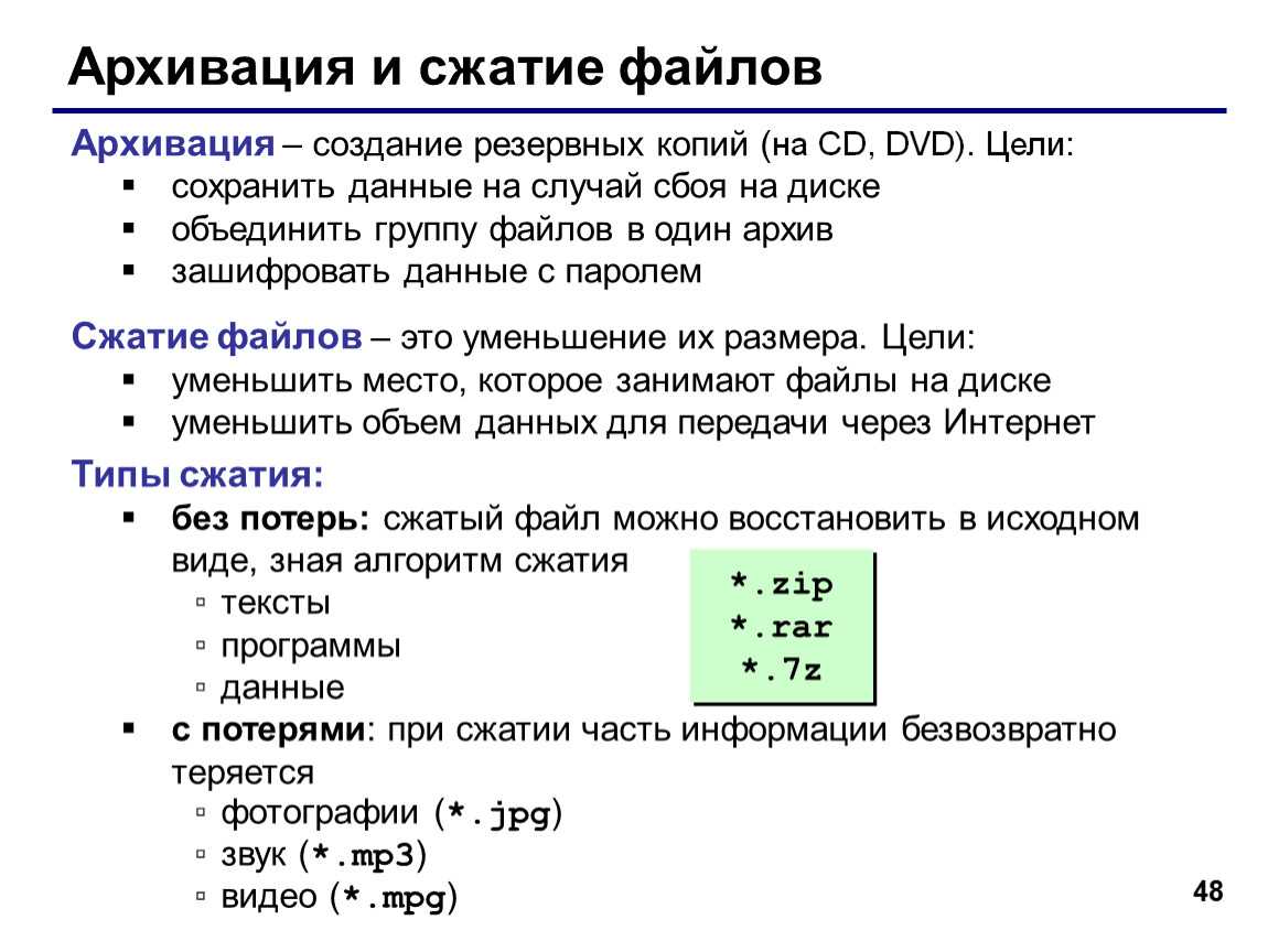 Сжатие файлов презентация